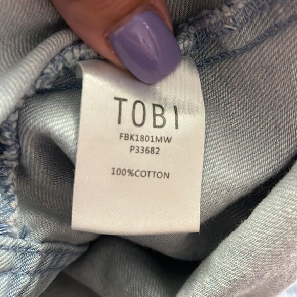 TOBI Light Denim Frayed Edge Wrap Denim Skirt sz 26 - Picture 4 of 4